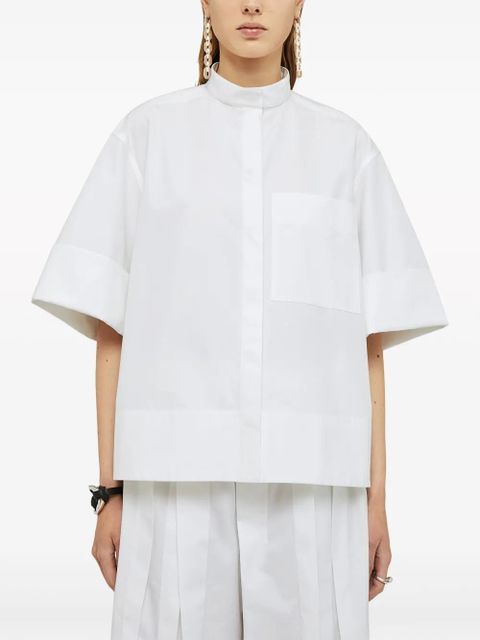Jil Sander band-collar cotton-poplin shirt - White
