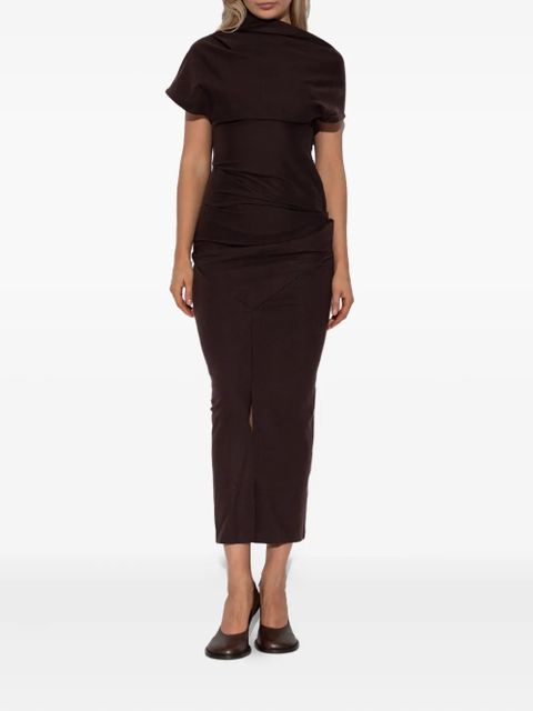 ENTIRE STUDIOS draped split midi dress - Brown