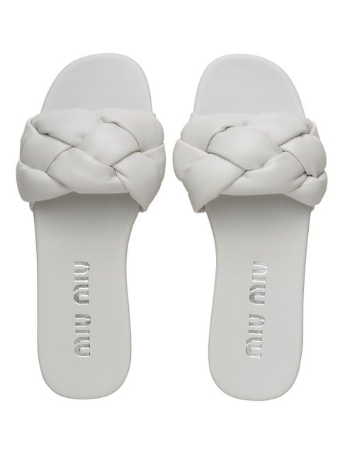Miu Miu padded quilted flat sandals - White
