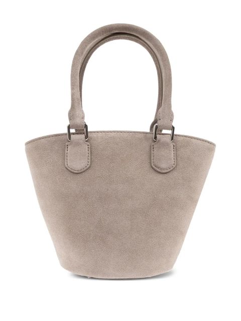 Self-Portrait charm-detail suede bucket bag - Grey