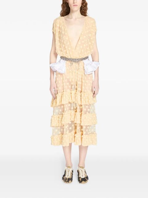 DRIES VAN NOTEN ruffled mesh dress - Neutrals - zdjęcie produktu nr 2