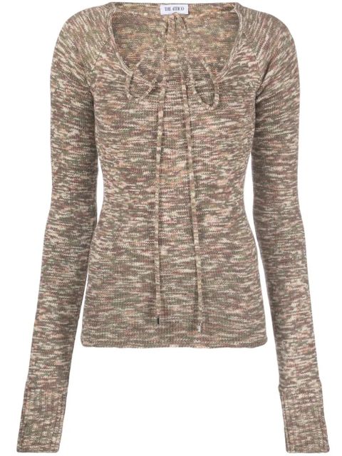 The Attico tie-front knitted top - Brown - zdjęcie produktu nr 1