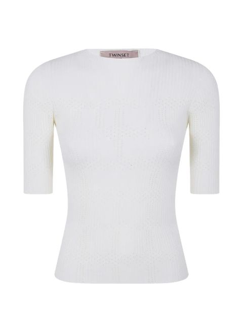 TWINSET ribbed knitted top - White - zdjęcie produktu nr 1
