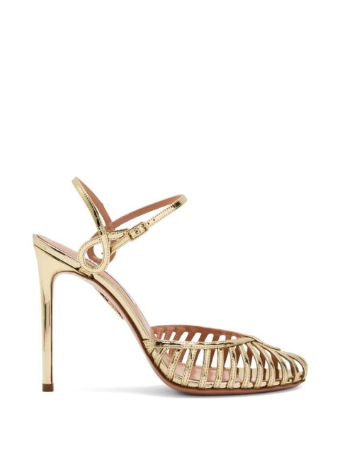 Aquazzura Sweet Surrender 105 metallic leather pumps - Gold - zdjęcie produktu nr 1