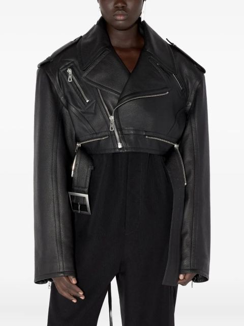 Jean Paul Gaultier Perfecto cropped leather jacket - Black