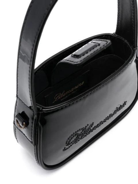 Blumarine crystal-embellished logo mini bag - Black