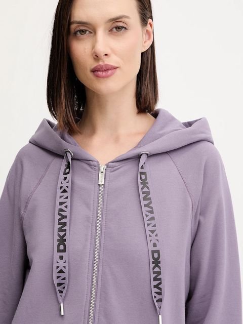 Dkny bluza damska kolor fioletowy z kapturem gładka DP5J9510
