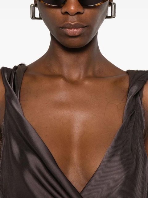 The Attico twist-detailing midi dress - Brown