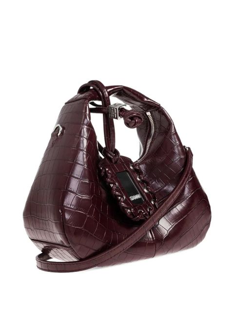 GANNI crocodile-effect tote bag - Brown