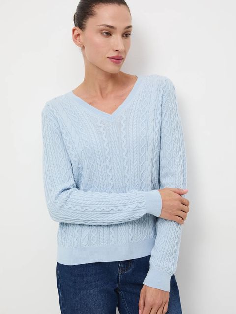 Medicine sweter z wełny merino kolor niebieski - zdjęcie produktu nr 1