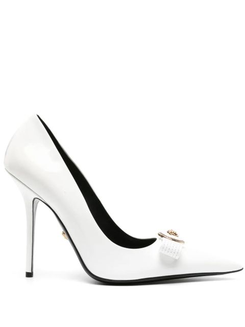 Versace 110mm Gianni Ribbon patent pumps - White - zdjęcie produktu nr 1
