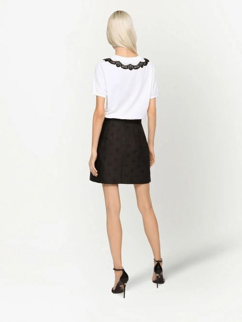 Dolce & Gabbana DG-logo lace-detail T-shirt - White