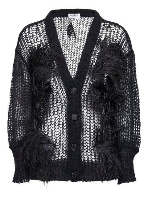 The Attico feather-embellishment V-neck cardigan - Black - zdjęcie produktu nr 1