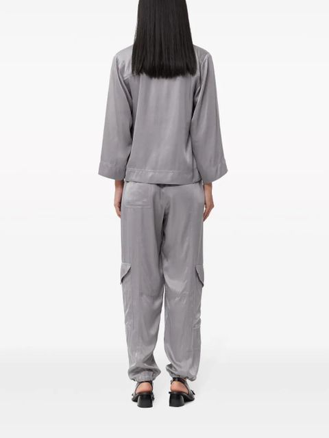 GANNI double-breasted satin blazer - Grey