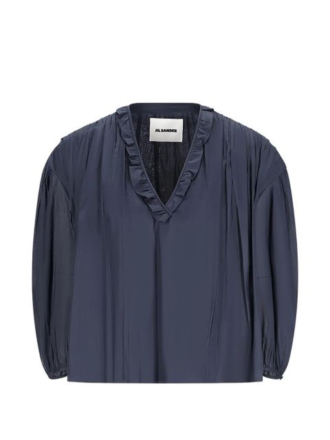 Jil Sander ruffled pleated blouse - Blue - zdjęcie produktu nr 1