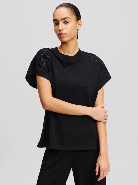 Karl Lagerfeld t-shirt bawełniany damski kolor czarny A2W17060 - zdjęcie produktu nr 1