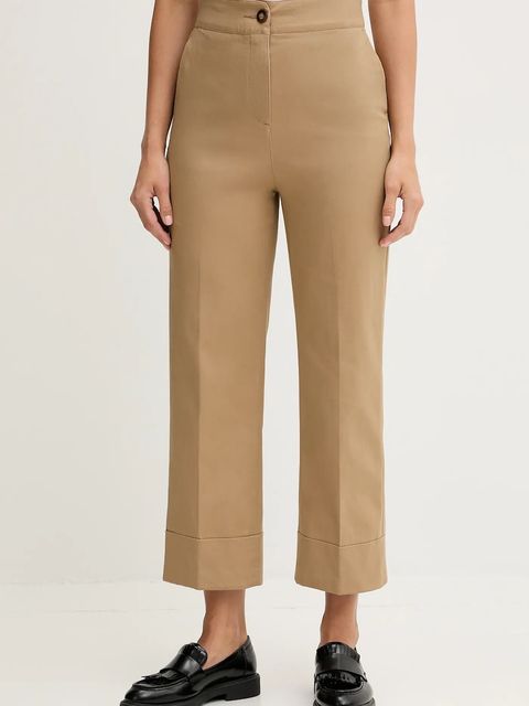 United Colors of Benetton spodnie damskie kolor beżowy proste high waist 4SJCDF07J - zdjęcie produktu nr 1