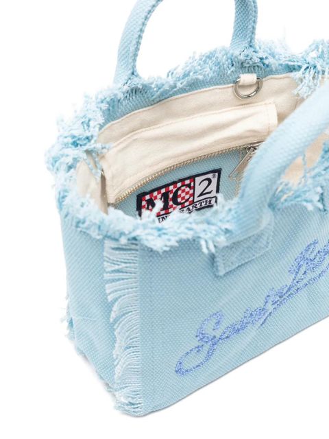 MC2 Saint Barth frayed bead-embellished tote bag - Blue