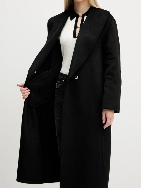 HUGO płaszcz z wełną kolor czarny 50546753