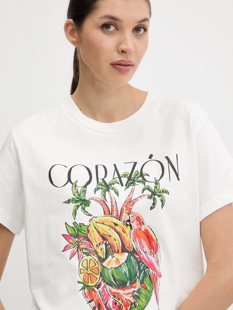 Farm Rio t-shirt bawełniany damski kolor biały 336505