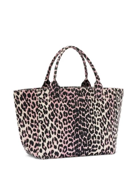 GANNI animal print top handle tote bag - Pink