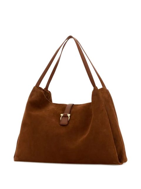Ferragamo Gancini-detail suede shoulder bag - Brown - zdjęcie produktu nr 2
