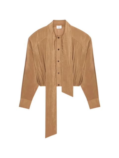 Saint Laurent Lavallière tie-neck buttoned blouse - Brown