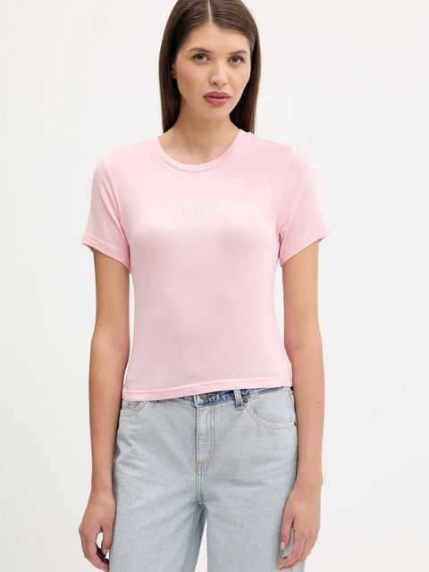 Juicy Couture t-shirt SHEER FITTED TEE damski kolor różowy JCWCT225301 - zdjęcie produktu nr 1