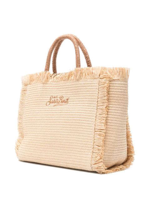 MC2 Saint Barth Colette fringed embroidered tote bag - Neutrals