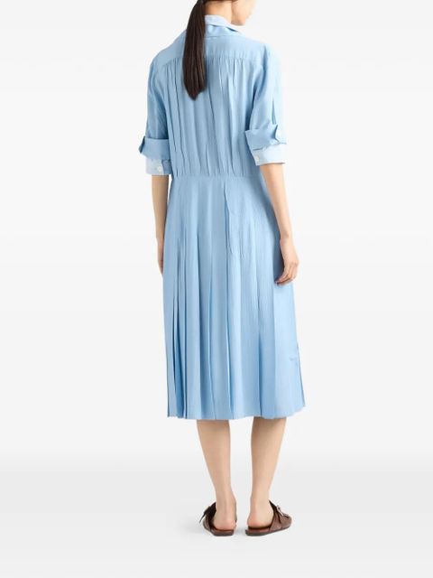 Prada pongé and poplin shirt dress - Blue