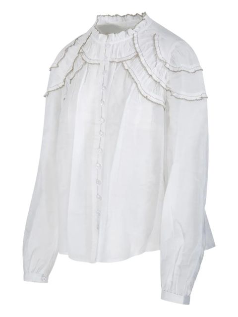 MARANT ÉTOILE Christa ruffled high-neck blouse - White