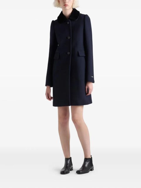 Prada detachable collar single-breasted coat - Blue