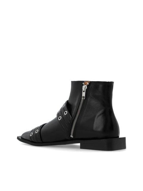 GANNI eyelet-detailing biker boots - Black