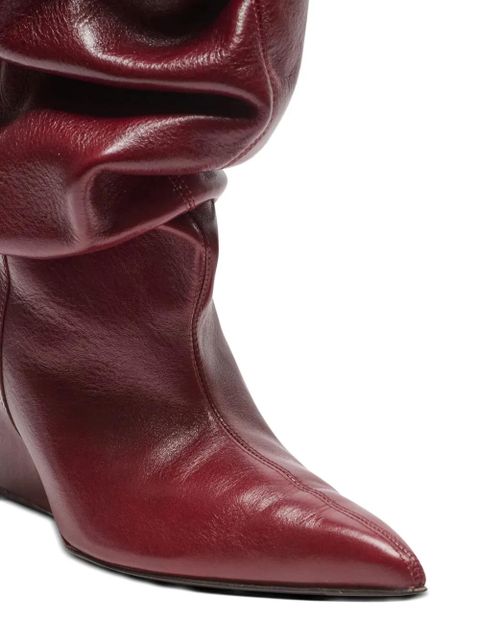 Balmain 75mm slouchy calfskin wedge ankle boots - Red - zdjęcie produktu nr 2
