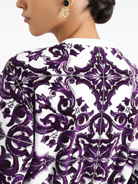 Dolce & Gabbana cotton-blend cropped sweatshirt - Purple