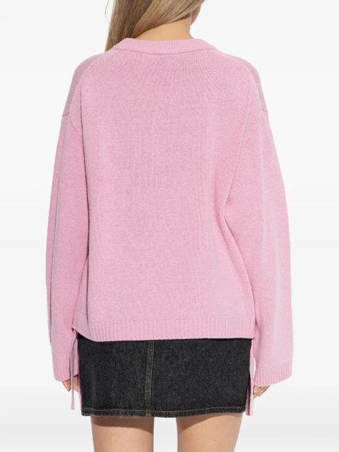 GANNI embroidered-detail side-tie sweater - Pink