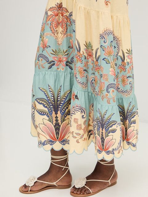 Farm Rio sukienka z dodatkiem lnu