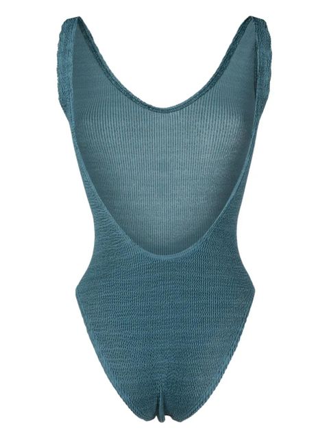 Bond-eye textured open-back swimsuit - Blue - zdjęcie produktu nr 2