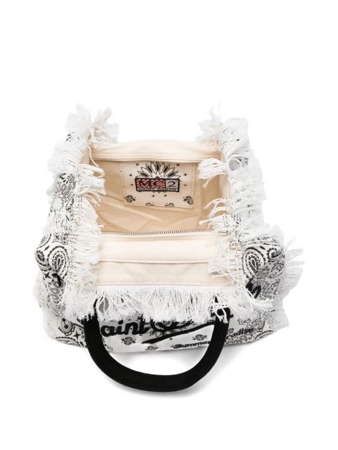 MC2 Saint Barth Vanity paisley-print frayed-edge shoulder bag - White