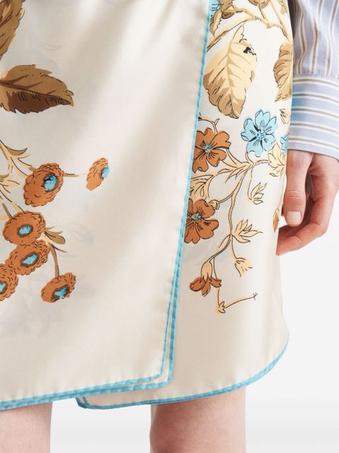 Prada floral-print silk skirt - Neutrals