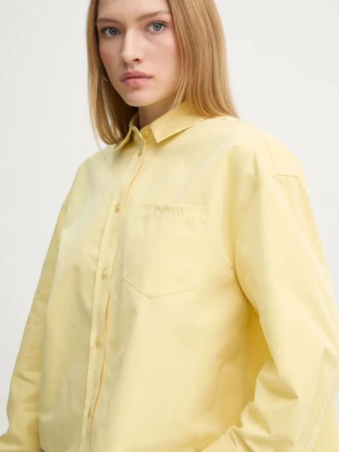 2NDDAY koszula Clarin damska kolor żółty relaxed z kołnierzykiem klasycznym 2252130229