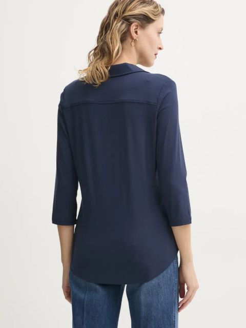Marc O'Polo koszula damska kolor granatowy regular z kołnierzykiem klasycznym 502205252207