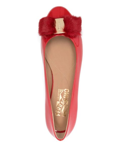 Ferragamo bow-detail ballet flats - Red