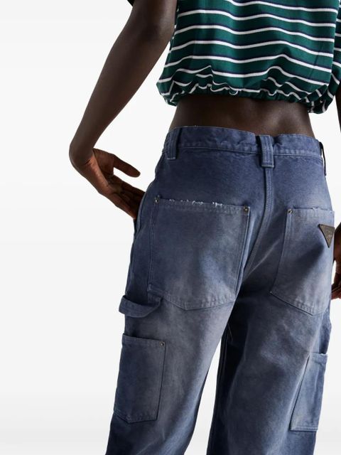 Prada Triangle-logo cargo trousers - Blue