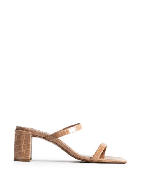 BY FAR Tanya embossed square-toe mules - Neutrals - zdjęcie produktu nr 1