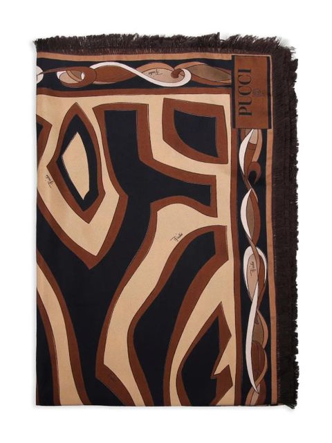 PUCCI fringed abstract-pattern scarf - Black - zdjęcie produktu nr 1