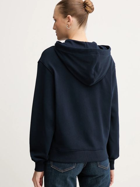 Tommy Hilfiger bluza bawełniana damska kolor granatowy z kapturem z aplikacją WW0WW46126 - zdjęcie produktu nr 2