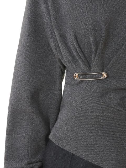 Lanvin safety-pin-detail asymmetric sweater - Grey