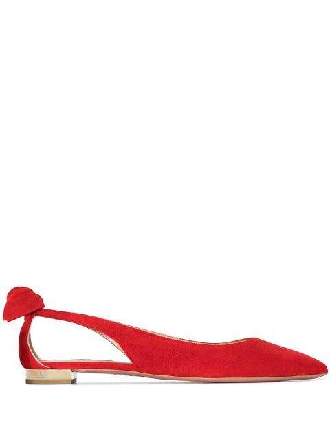 Aquazzura Bow Tie suede ballerinas - Red - zdjęcie produktu nr 1