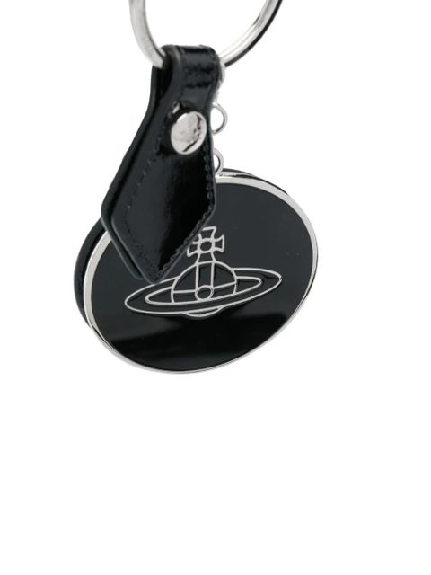 Vivienne Westwood Orb logo-plaque patent-leather keyring - Black - zdjęcie produktu nr 2